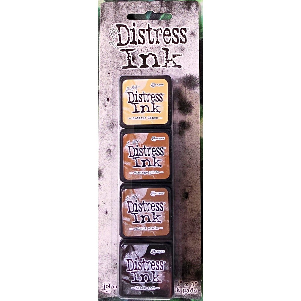 Tim Holtz Mini Distress Ink Pad Kit #3 Antique Vintage Photo Walnut Black Ranger